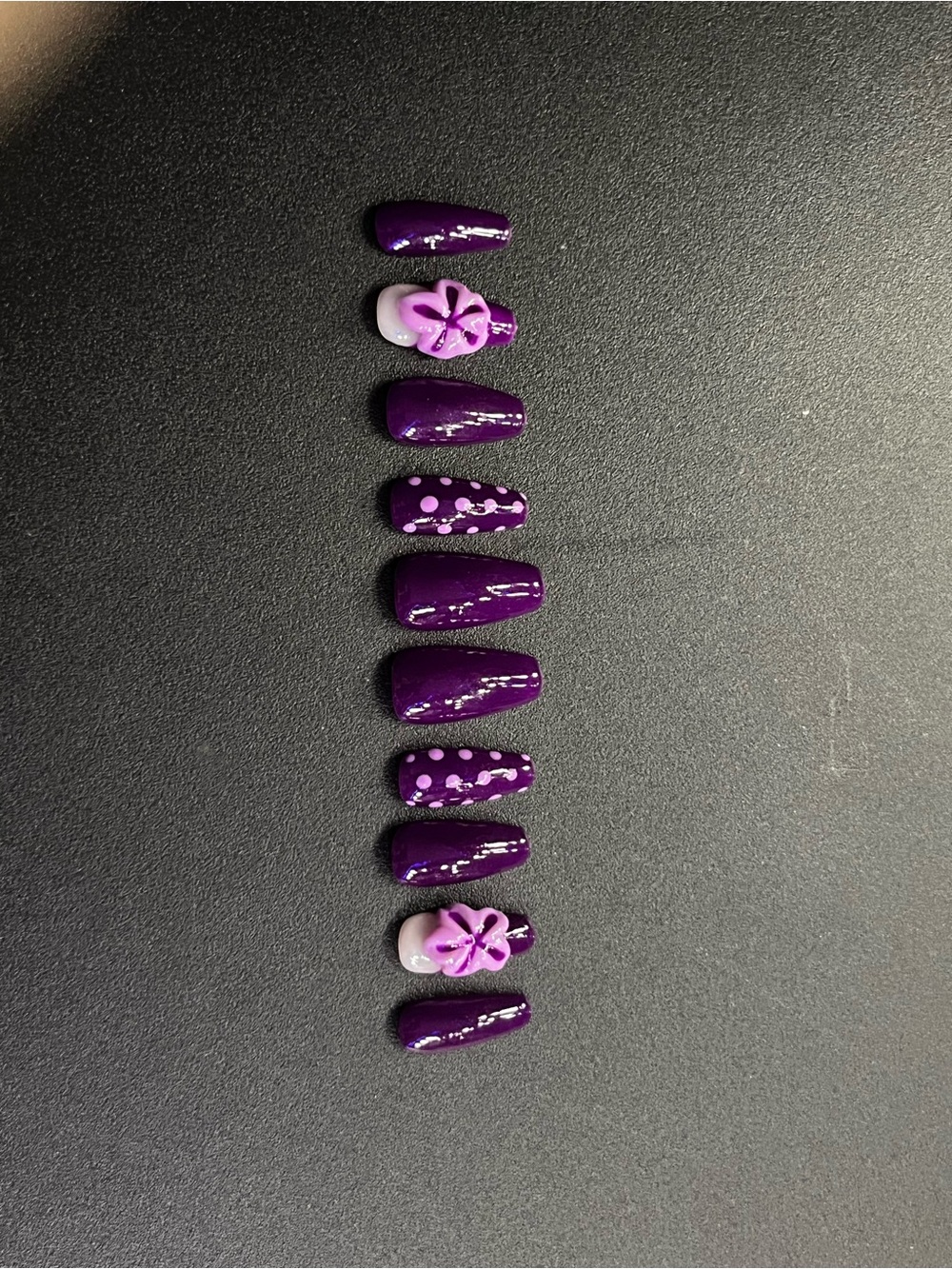 Purple Floral Press-On Nail Set - Women Accessories
